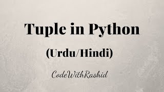 Tuple | Python Tutorials in Urdu/Hindi