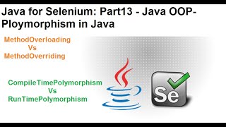 Java for Selenium | Part13 | What is Polymorphism In Java