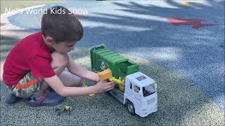 Toy Garbage Trucks in Action - Garbage Trucks for Children with David - Garbage Truck toys for kids