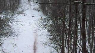 Cody climbing steep hill on his Ski-Dookie Frankensled!