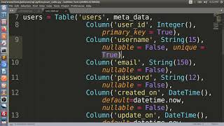 1. Sqlalchemy Create table and insert data in mysql and postgresql