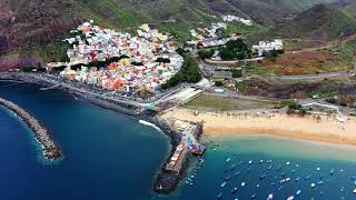 Playa de Las Teresitas, Tenerife, Canary Islands - Aerial 4k drone video