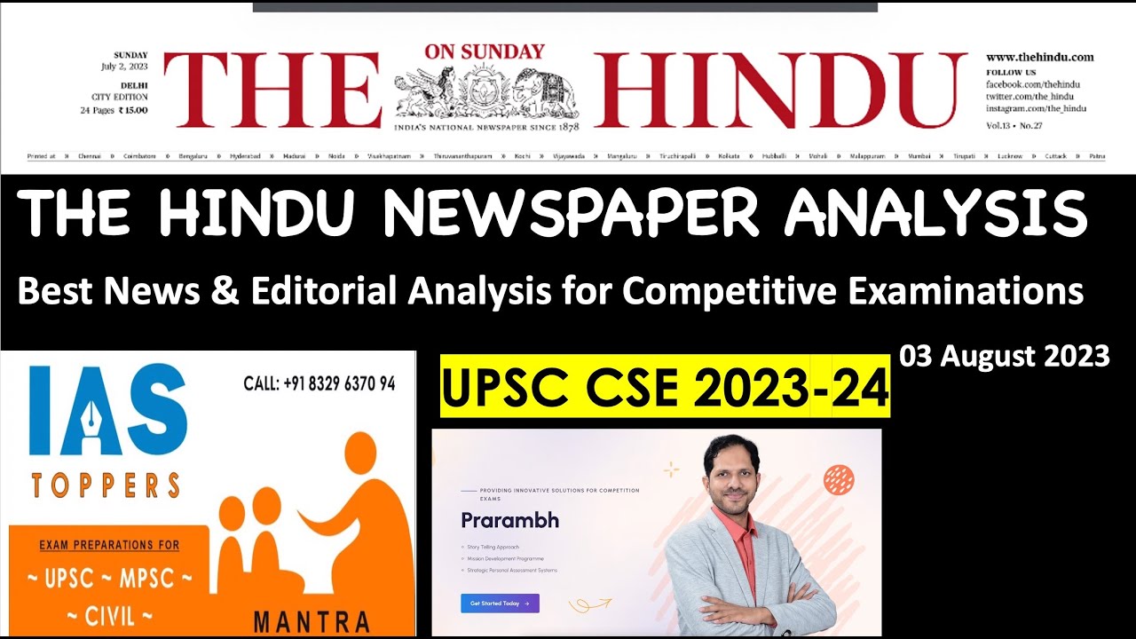 The Hindu Newspaper Analysis 03 August 2023 Upsc Editorial Analysis