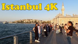 Istanbul. Walk along the Uskudar embankment at sunset. [4K]