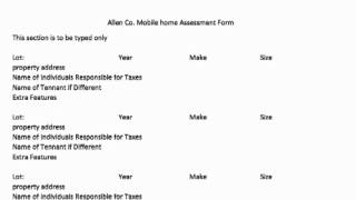 Indiana Allen County Mobile Home Assessment Form