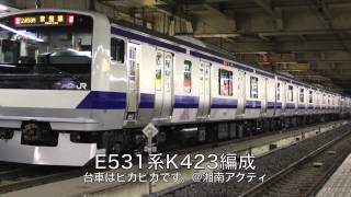 【常磐線】E531系K423編成　上野駅到着