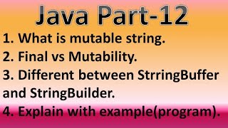 #java what is mutable string , StringBuffer and StringBuilder, part- 12 @AwadheshTech1