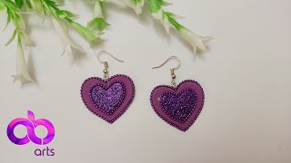 DIY Purple Heart Earrings #shorts #youtubeshorts #purple #earrings #bts #jewellery #abarts