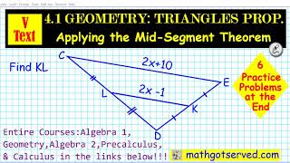 4.1 Geometry Triangles Midsegment Theorem Half Parallel vtext Mathgotserved Teachers Kutasoftware