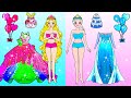 DIY Paper Doll | Pink and Blue Barbie New Fashion Week Birthday Party Makeover Contest |Dolls Beauty