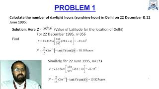 L - 10 | Unit - 2 | NUMERICAL PROBLEMS ON SOLAR ANGLES | Renewable Energy Resources