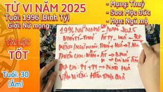 LUẬN GIẢI TỬ VI 1996 NỮ MẠNG BÍNH TÝ NĂM 2025  - TÀI LỘC DỒI DÀO