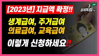 [2023년 저소득층 생활보장 지급액확정]생계급여,주거급여,의료급여,교육급여!! 이렇게 신청하세요 ]#3.1경제독립tv