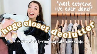 I got rid of 75% of my clothing. EXTREME CLOSET DECLUTTER + Minimalist Spring Capsule Wardrobe