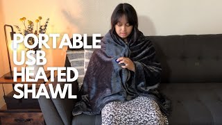 Qfun Portable USB Heated Blanket Shawl