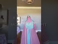 pink abaya+blue dress outfit