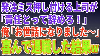 発注ミスを押し付けてくる上司「お前のミスだ！責任とって辞めろ！」俺「お世話になりました～」喜んで退職してみたら…