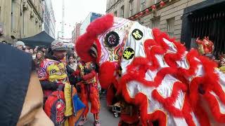 Lion dancing in Manchester Chinatown CNY 2025 英国曼彻斯特唐人街蛇年新春舞狮