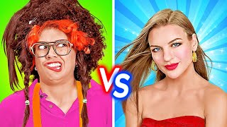 POPULAR VS NERD STUDENT! Amazing Makeover School Hacks y 123 GO!