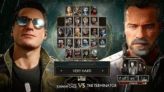 Mortal Kombat 11 Terminator T-800 Gameplay Vs Johnny Cage Very Hard Difficulty MK11