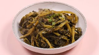 How to make delicious stir-fried dried radish greens by adding an onion / 