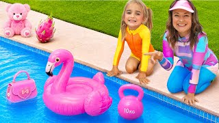 Will It Sink or Float? Alice Tests Pink Toys in the Pool!