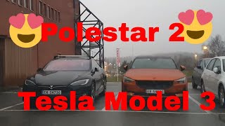 2020 Polestar 2 and Tesla Model 3