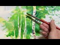 fresh green landscape healing watercolor art calming