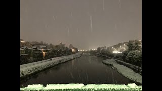 京都 鴨川の冬の風物詩 2022年の雪（Kyoto, Kamogawa）