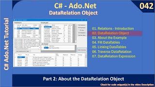 Ado Net DataRelation | Part 2 - The DataRelation Object | Ado Net Tutorial #042