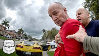 Man Floors His Corvette With Deputy Hanging During Repossession