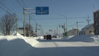 台場4条通 → 南端通[ #旭川市 1080p 車載動画 雪道ドライブ]：台場4条通・豊岡1条4条斜線交点～南端通・道道295号交点