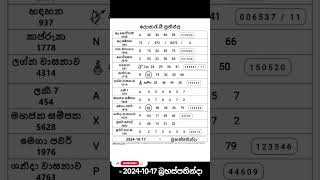 2024-10-17 අද දින ලොතරැයි ප්‍රතිඵල