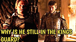Why is Jaime Lannister still in the Kingsguard after slaying the Mad King?
