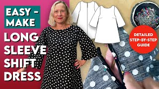 How to make a long sleeved shift dress (or tunic). Full pattern cutting and sewing tutorial