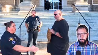 Ignorant Cops Harass Veteran Over Cardboard Sign | Enforce Law Held Unconstitutional in 2019!