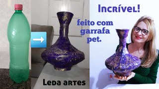 DIY-Idéia com garrafa pet. #ledaartesreciclagem #garrafapet