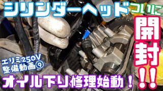 オイル下がり修理始動！ついにシリンダーヘッドが開く！エリミネーター250Vシロート整備動画⑨