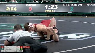 149lbs Jaden Abas (Stanford) fall Nick Lombard (Binghamton)