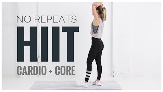 HIIT Cardio + Core // No Repeats, No Equipment Workout
