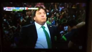 Epic face of Miguel Herrera after goal (World Cup 2014)