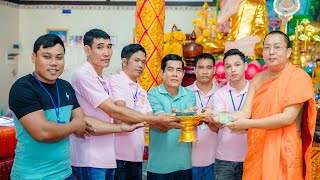 បងប្អូនក្រុមសាមគ្គីព្រះពុទ្ធសាសនាទីក្រុង បិនយឿង ប្រគេនចង្ហាន់នឹងបច្ច័យដល់ព្រះសង្ឃ វត្តដើមពោធិ៍​