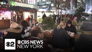 Section of Herald Square Holiday Market destroyed by fire transformed into extra seating