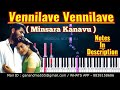 Vennilave Vennilave Piano notes | minsara kanavu | Ar Rahman | Musical notes 4u