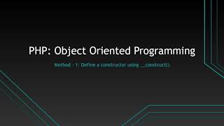 PHP | OOP : Define a constructor using __construct()