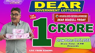 DEAR SEAGULL FRIDAY WEEKLY DRAW DATE 07.07.2023 NAGALAND STATE LOTTERIES LIVE FROM KOHIMA