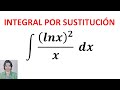 integral de (lnx)^2/x dx Método de integración por SUSTITUCIÓN o cambio de Variable