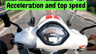 Vespa HPE 300 speed test acceleration from 0-100km Polini maxi hi speed Akrapovic Malossi air filter