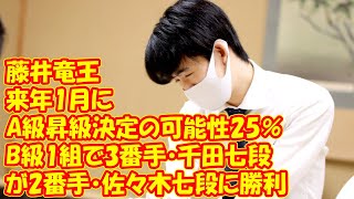 藤井竜王　来年1月にA級昇級決定の可能性25％　B級1組で3番手・千田七段が2番手・佐々木七段に勝利