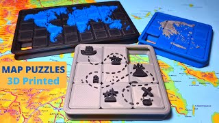 Map Sliding Puzzles - 3D Printed
